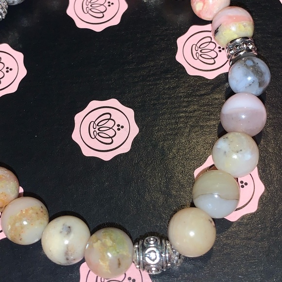 🪬2/$20🪬 ✋🏼Made Nat 8mm Rhodochrosite & Nat 8mm Pink Opal Stone Bracelet - Picture 5 of 16